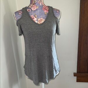 Gray Cold Shoulder Women Top